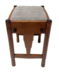 Art Deco Amsterdamse School Stool with Adjustable Seat, 1920s